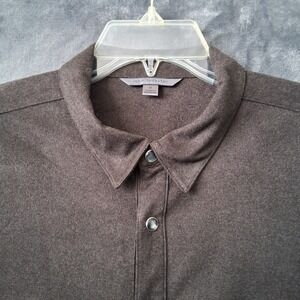 John VARVATOS Men's Medium Pearl Snap up Suede Like Dark Brown Shirt